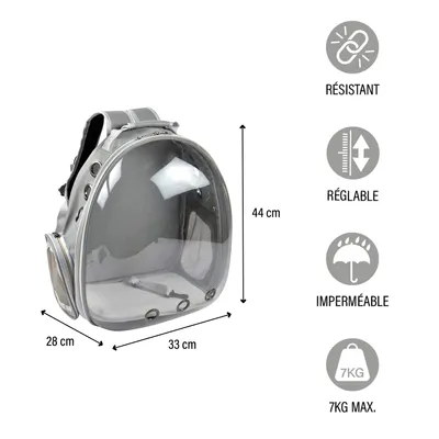 Sac a dos de transport animaux avec capsule transparente