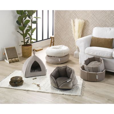 Coussin rond cotele chat ou chien D 40 cm Crafty noisette