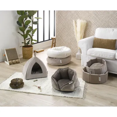 Coussin rond cotele chat ou chien D 40 cm Crafty noisette