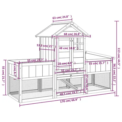 vidaXL clapier Bois de pin