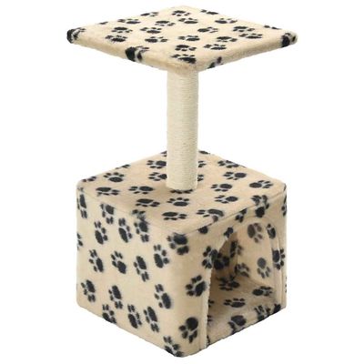 vidaXL arbre à chat Peluche Beige avec impressions de patte, 55 cm