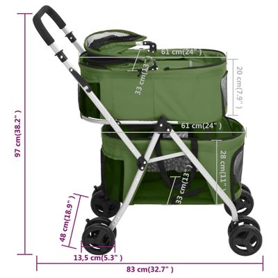 vidaXL poussette pour chien Tissu