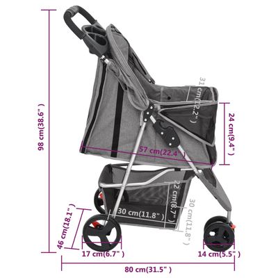 vidaXL poussette pour chien Tissu