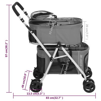 vidaXL poussette pour chien Tissu