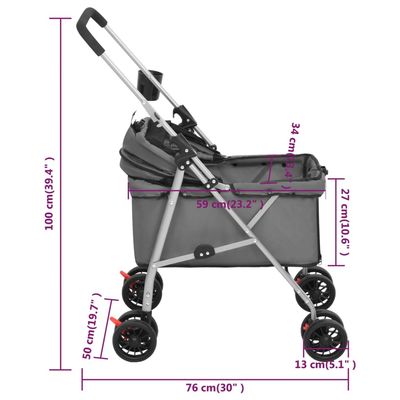 vidaXL poussette pour chien Tissu