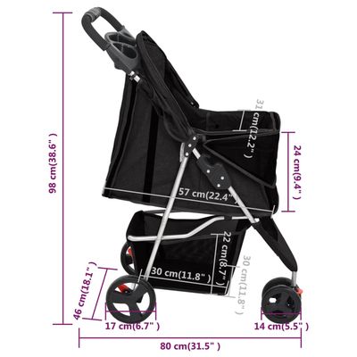vidaXL poussette pour chien Tissu