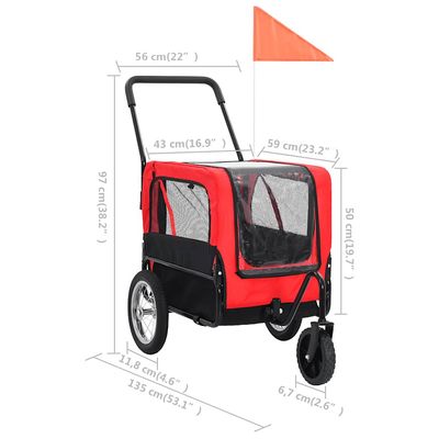 vidaXL remorque de vélo pour animaux de compagnie Tissu