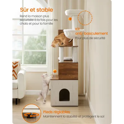 Feandrea Arbre à Chat Moderne avec Cache-litière, Tour de Jeu