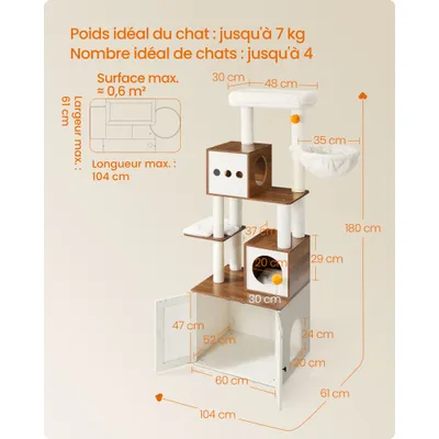Feandrea Arbre à Chat Moderne avec Cache-litière, Tour de Jeu