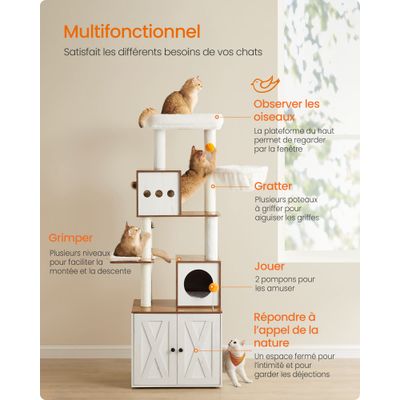 Feandrea Arbre à Chat Moderne avec Cache-litière, Tour de Jeu