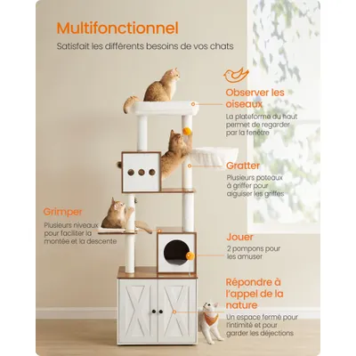 Feandrea Arbre à Chat Moderne avec Cache-litière, Tour de Jeu