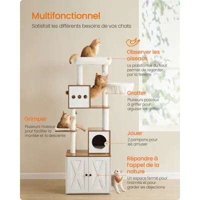 Feandrea Arbre à Chat Moderne avec Cache-litière, Tour de Jeu