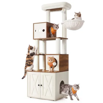 Feandrea Arbre à Chat Moderne avec Cache-litière, Tour de Jeu