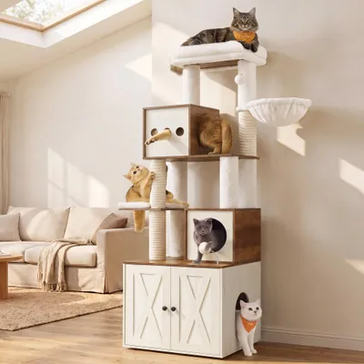 Feandrea Arbre à Chat Moderne avec Cache-litière, Tour de Jeu