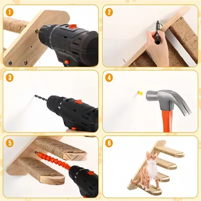 IntiMeg Arbre à chat mural en bois à 4 plateformes