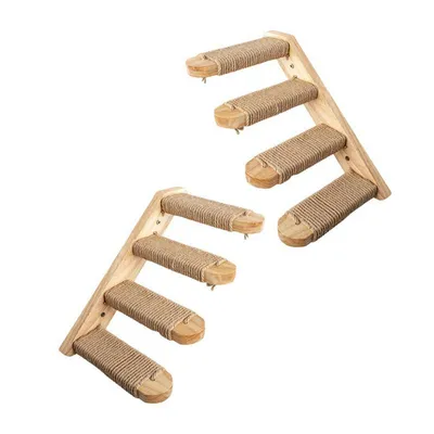 IntiMeg Árbol rascador de madera para gatos, montado pared, 4 plataformas