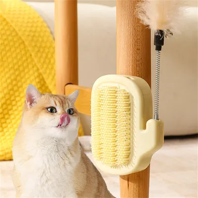 IntiMeg Brosse d'angle pour chat avec bâtonnet à herbe à chat