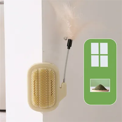 IntiMeg Brosse d'angle pour chat avec bâtonnet à herbe à chat