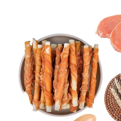 Direct Power Barre de grignotage pour chien en cuir enroulé de poulet