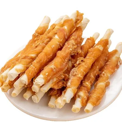 Direct Power Barre de grignotage pour chien en cuir enroulé de poulet Direct Power Barre de grignotage pour chien en cuir enroulé de poulet