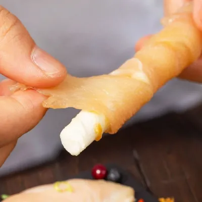 Direct Power Barre de grignotage pour chien en cuir enroulé de poulet