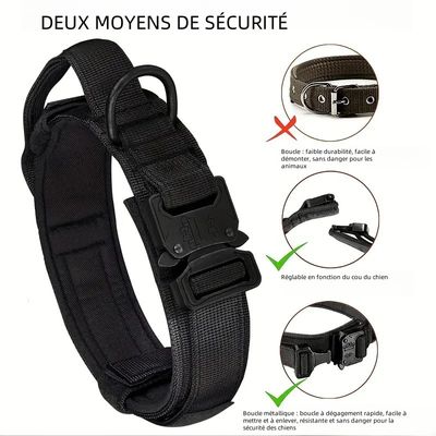 IntiMeg Ensemble collier et laisse tactique pour chien