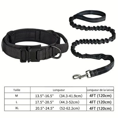 IntiMeg Ensemble collier et laisse tactique pour chien