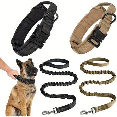 IntiMeg Ensemble collier et laisse tactique pour chien IntiMeg Ensemble collier et laisse tactique pour chien