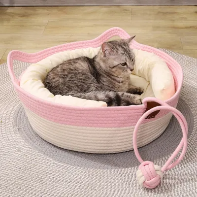 ZenPets Nid en paille pour chat avec jouet