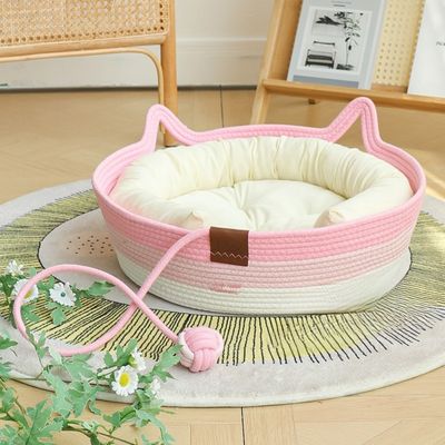 ZenPets Cama de paja para gatos con juguete