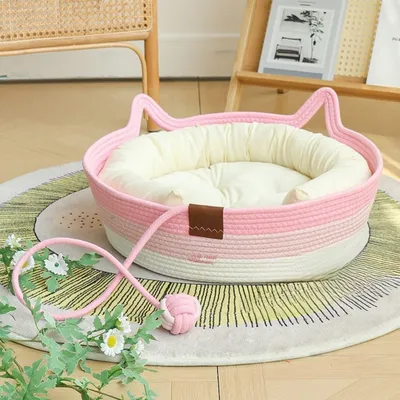 ZenPets Nid en paille pour chat avec jouet