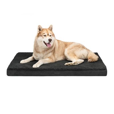 lionto lit orthopédique pour chien avec coussin lavable doux 112 x 81 x 8 cm, Noir