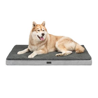 lionto lit orthopédique pour chien avec coussin lavable doux 112 x 81 x 8 cm, Gris