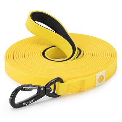 lionto Schleppleine für Hunde aus Nylon mit PVC-Beschichtung 5 m / neongelb