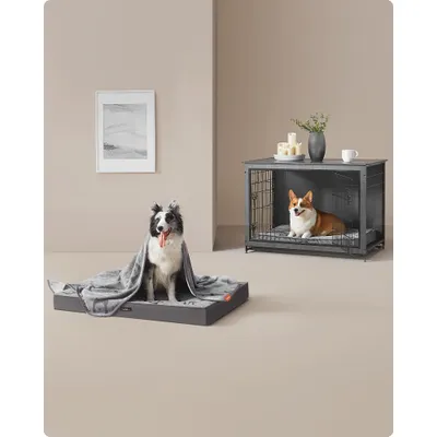 Feandrea Lit pour Chiens, avec Poignée, Déhoussable, Utilisable des 2 Côtés