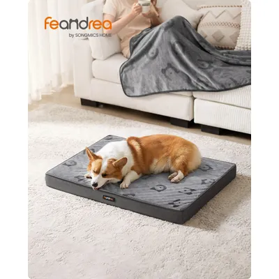 Feandrea Lit pour Chiens, avec Poignée, Déhoussable, Utilisable des 2 Côtés