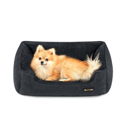 Feandrea Panier pour Chiens, Lit pour Animaux, Canapé, en Tissu Façon Lin M : 70 x 55 x 21 cm (L x l x H), Gris Foncé