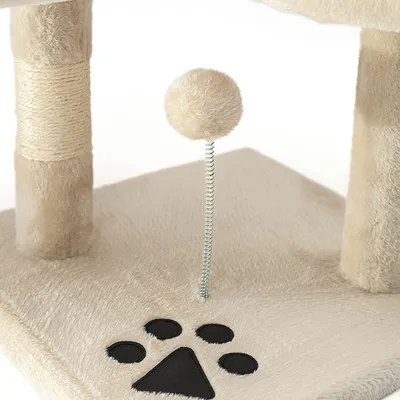 lionto arbre à chat avec boules en peluche, corde sisal et grotte