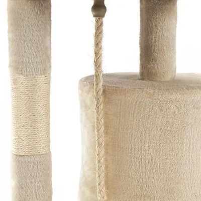 lionto arbre à chat avec boules en peluche, corde sisal et grotte