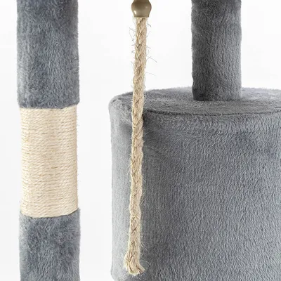 lionto arbre à chat avec boules en peluche, corde sisal et grotte