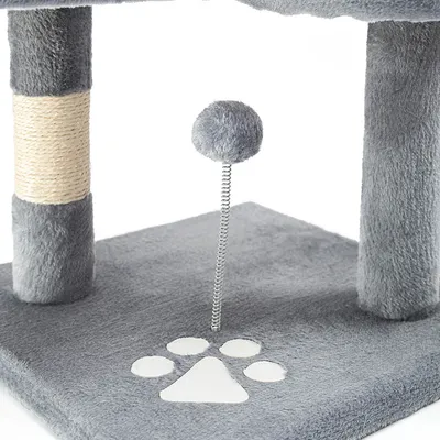 lionto arbre à chat avec boules en peluche, corde sisal et grotte