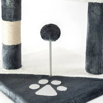 lionto arbre à chat avec boules en peluche, corde sisal et grotte