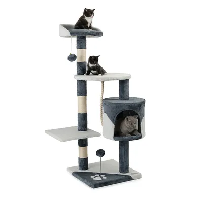 lionto arbre à chat avec boules en peluche, corde sisal et grotte lionto arbre à chat avec boules en peluche, corde sisal et grotte