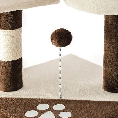 lionto Kratzbaum 112 cm mit Plüschbällen, Sisalstämmen und Höhle
