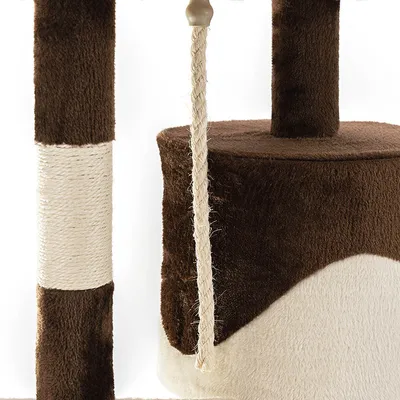 lionto arbre à chat avec boules en peluche, corde sisal et grotte
