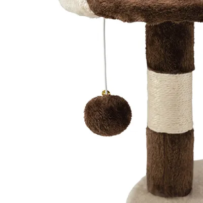 lionto arbre à chat avec boules en peluche, corde sisal et grotte