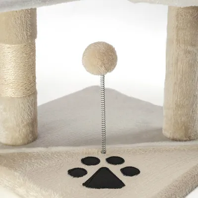 lionto arbre à chat avec boules en peluche, corde sisal et grotte