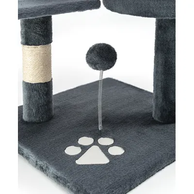 lionto arbre à chat avec boules en peluche, corde sisal et grotte