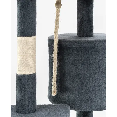 lionto arbre à chat avec boules en peluche, corde sisal et grotte