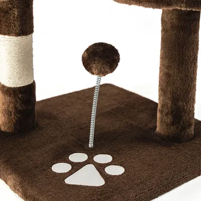 lionto arbre à chat avec boules en peluche, corde sisal et grotte